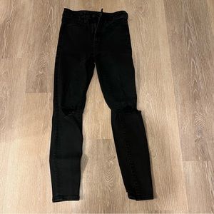 american eagle black ripped skinny jeans